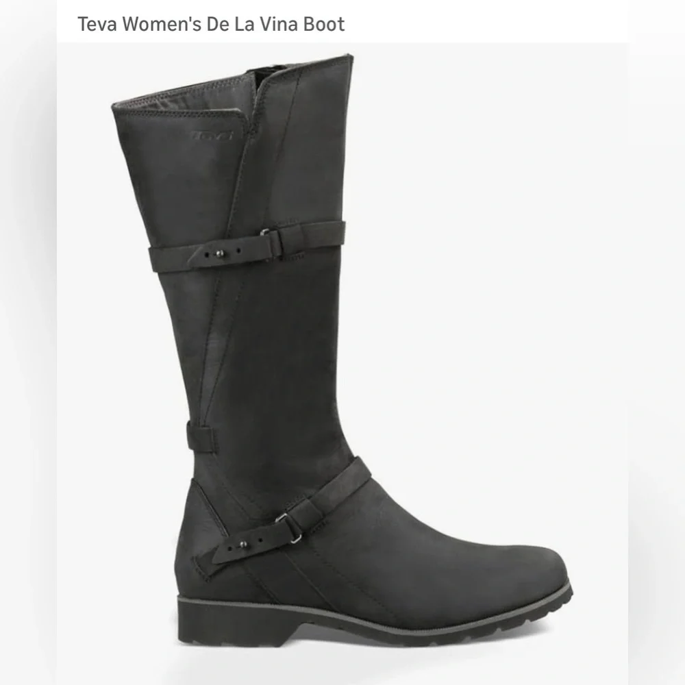 Teva women’s Size US 8.5 / EU 39.5 waterproof black leather boots. Style 1003011